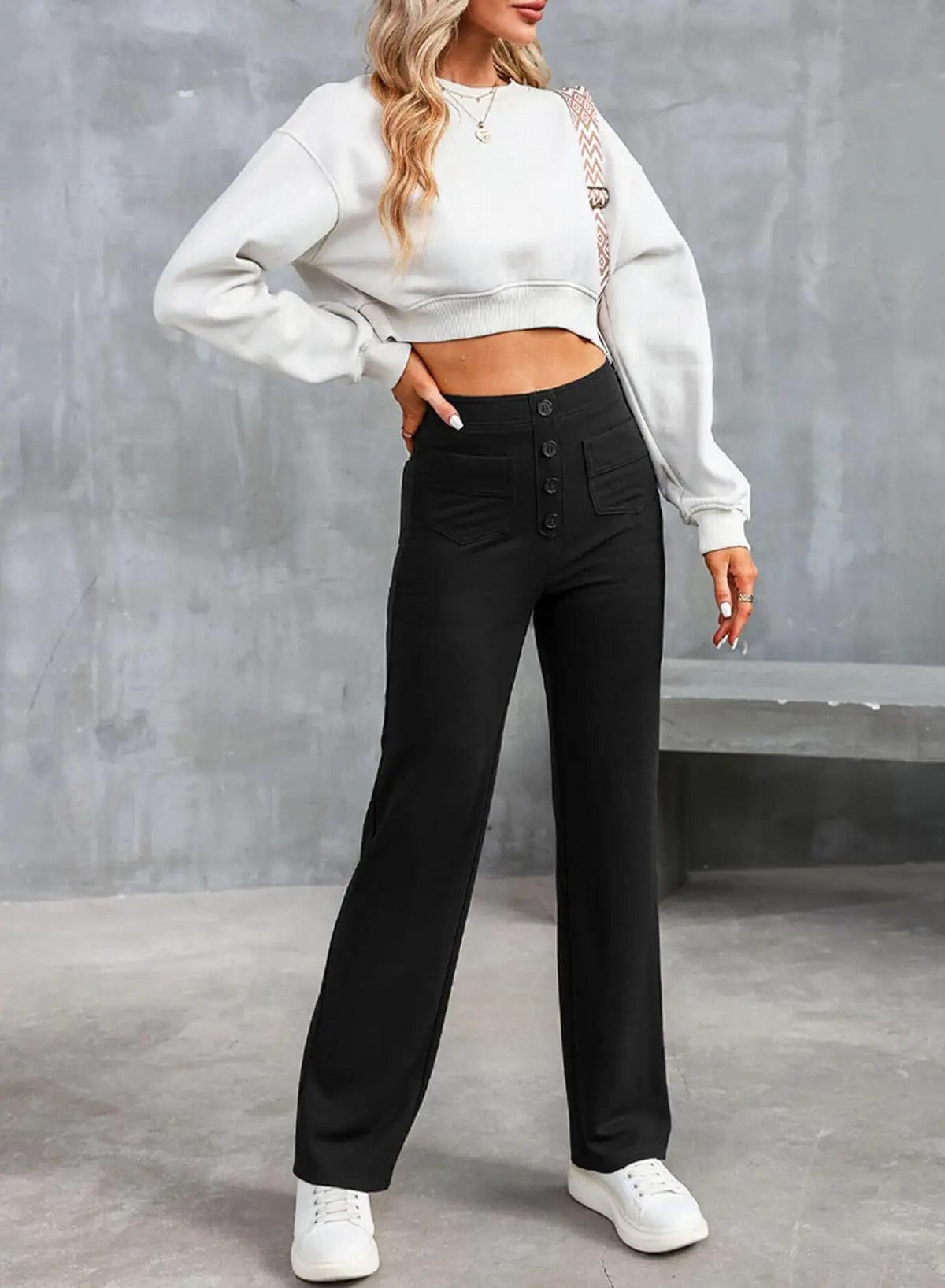 Clara Mode Elegante High-Waist Wide Leg Hose Damen – Apparel & Accessories > Clothing > Pants > Trousers für Damen (Women > Bottoms > Trousers > Wide Leg Trousers)