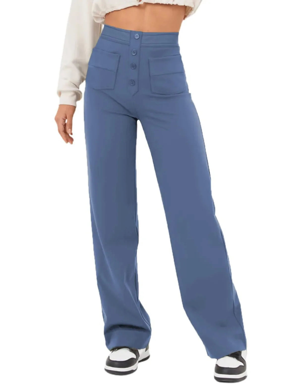 Clara Mode Elegante High-Waist Wide Leg Hose Damen – Apparel & Accessories > Clothing > Pants > Trousers für Damen (Women > Bottoms > Trousers > Wide Leg Trousers)