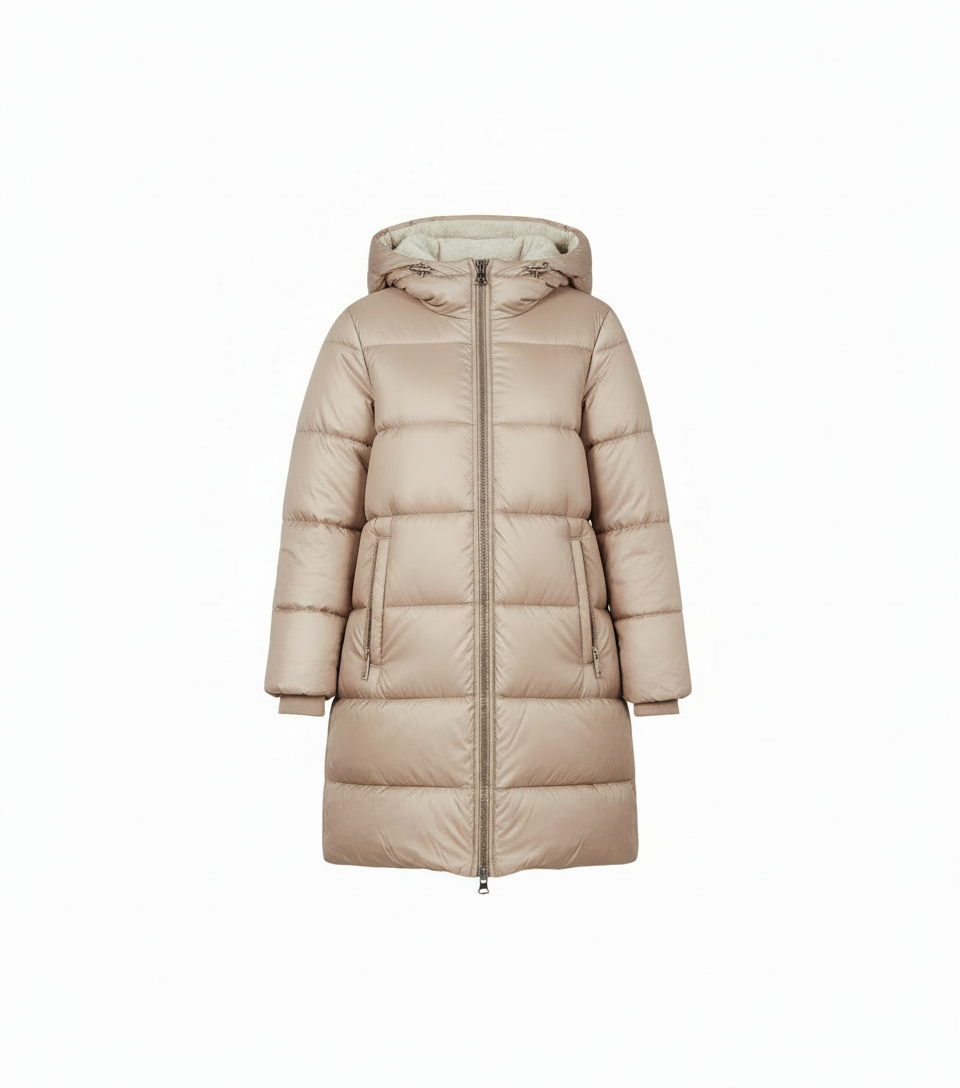 Damen-Wintermantel mit Kapuze | Langer Steppmantel | Warm gefüttert & wasserabweisend