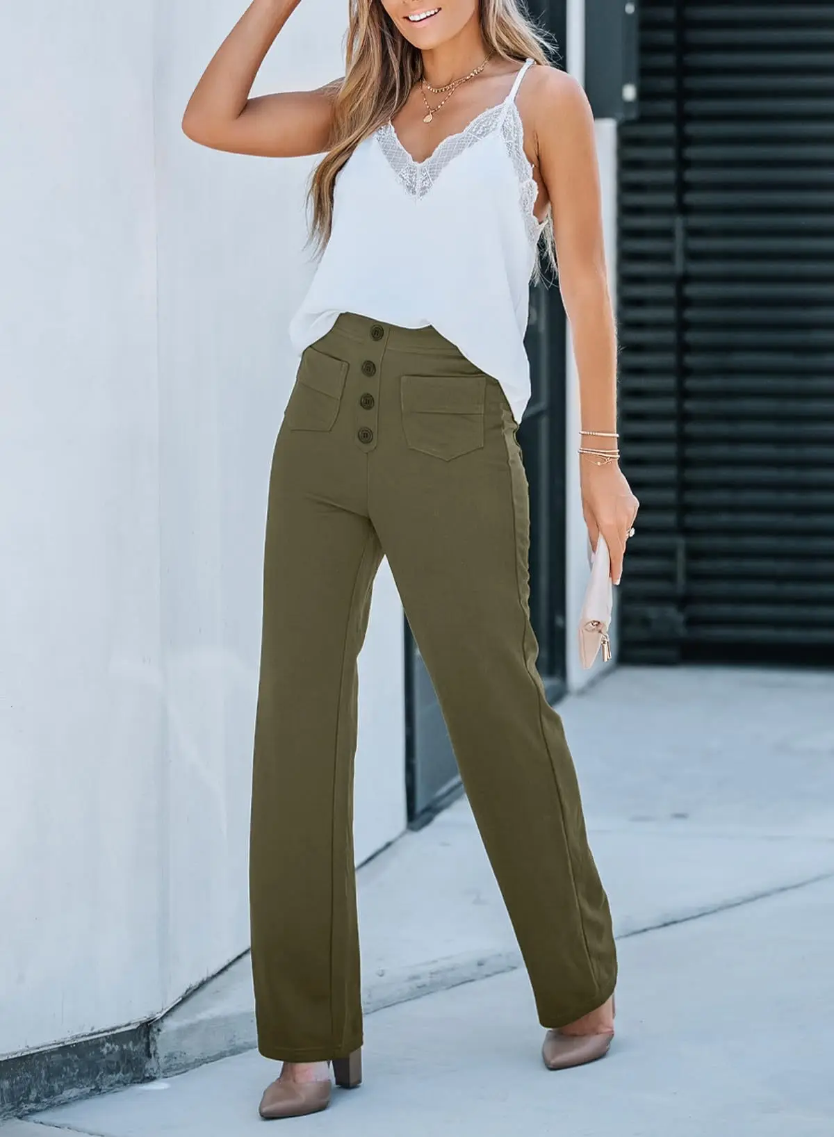 Clara Mode Elegante High-Waist Wide Leg Hose Damen – Apparel & Accessories > Clothing > Pants > Trousers für Damen (Women > Bottoms > Trousers > Wide Leg Trousers)