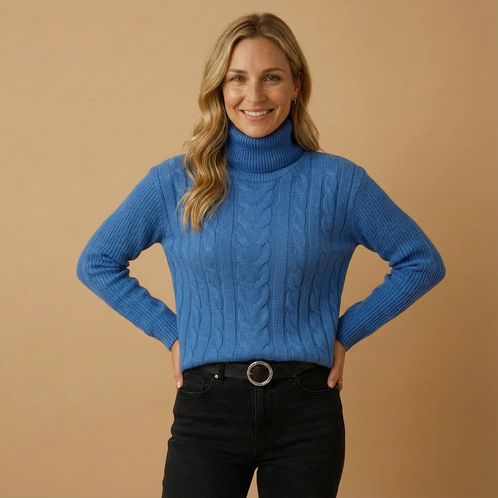 Premium Zopfstrick-Rollkragenpullover für Damen | Weicher Winterstrick | Figurnahe Passform