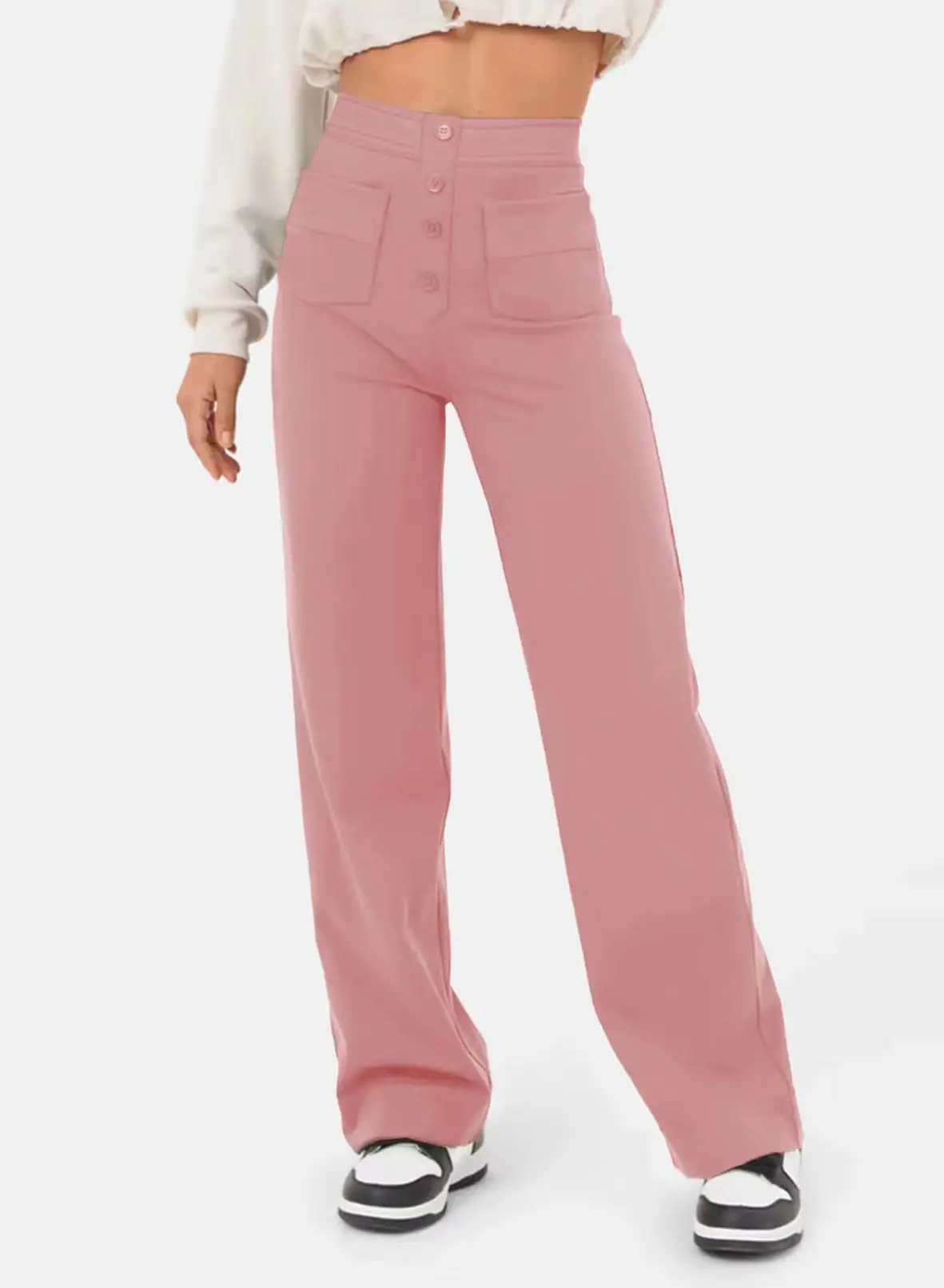 Clara Mode Elegante High-Waist Wide Leg Hose Damen – Apparel & Accessories > Clothing > Pants > Trousers für Damen (Women > Bottoms > Trousers > Wide Leg Trousers)