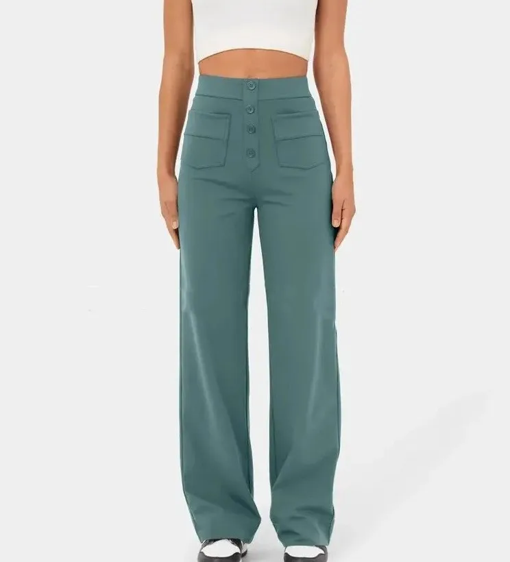 Clara Mode Elegante High-Waist Wide Leg Hose Damen – Apparel & Accessories > Clothing > Pants > Trousers für Damen (Women > Bottoms > Trousers > Wide Leg Trousers)