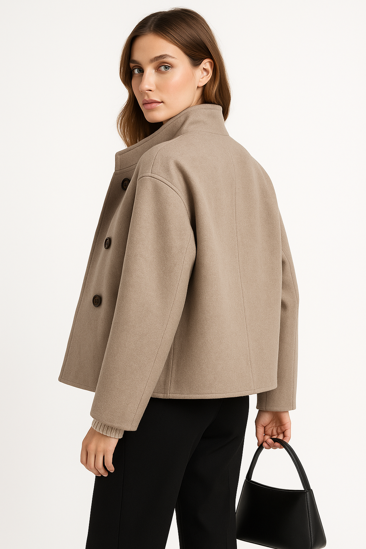 Clara Mode Kurzmantel aus Wollmischung mit Doppelverschluss Damen – Apparel & Accessories > Clothing > Outerwear > Coats & Jackets > Pea Coats für Damen (Women > Clothing > Outerwear > Coats > Wool Coats)