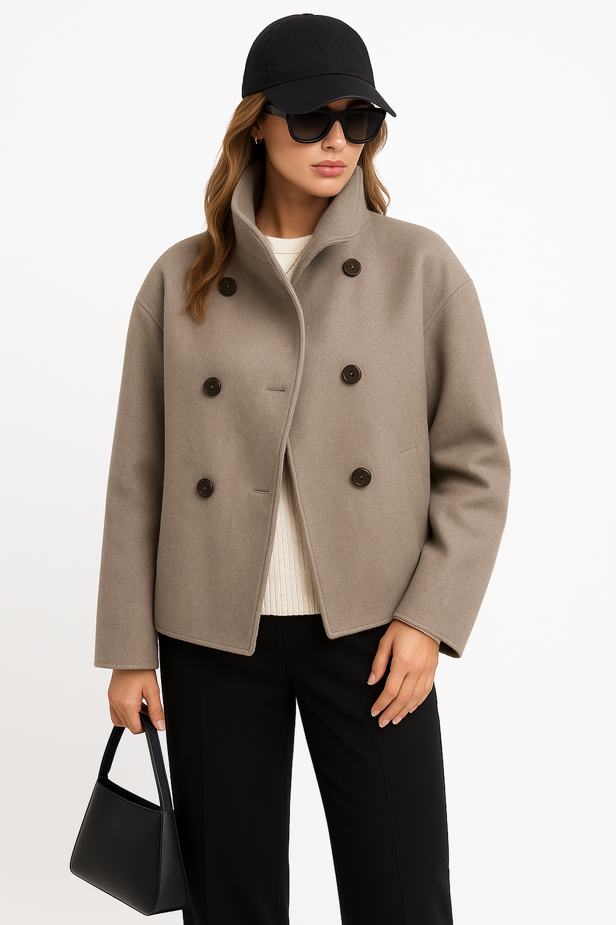 Clara Mode Kurzmantel aus Wollmischung mit Doppelverschluss Damen – Apparel & Accessories > Clothing > Outerwear > Coats & Jackets > Pea Coats für Damen (Women > Clothing > Outerwear > Coats > Wool Coats)