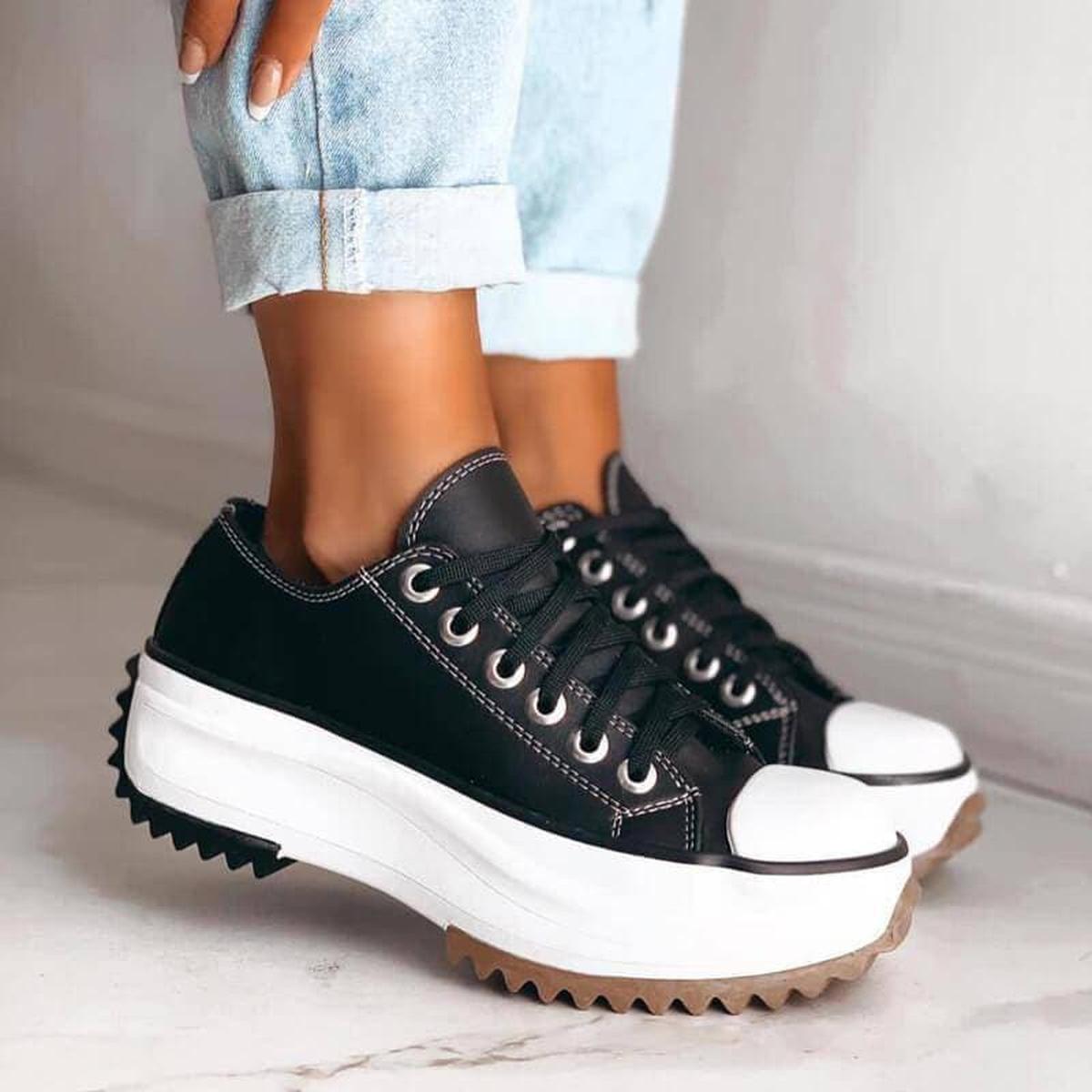Clara Mode Moderne Canvas Platform Sneaker Damen – Apparel & Accessories > Shoes > Sneakers für Damen (Women > Shoes > Sneakers > Platform Sneakers)