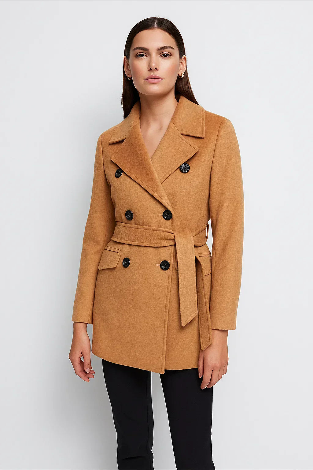 Clara Mode Moderner Doppelt Geknöpfter Trenchcoat in Baumwolloptik Damen – Apparel & Accessories > Clothing > Outerwear > Coats & Jackets > Trench Coats für Damen (Women > Outerwear > Coats > Trench Coats)