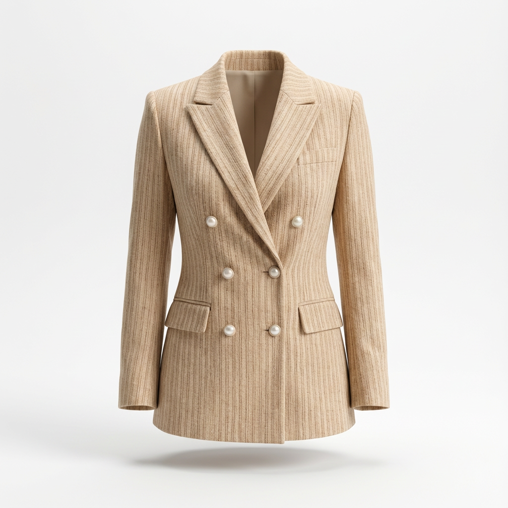 Doppelreihiger Tweed-Blazer für Damen | Perlmuttknöpfe | Strukturierter Slim Fit