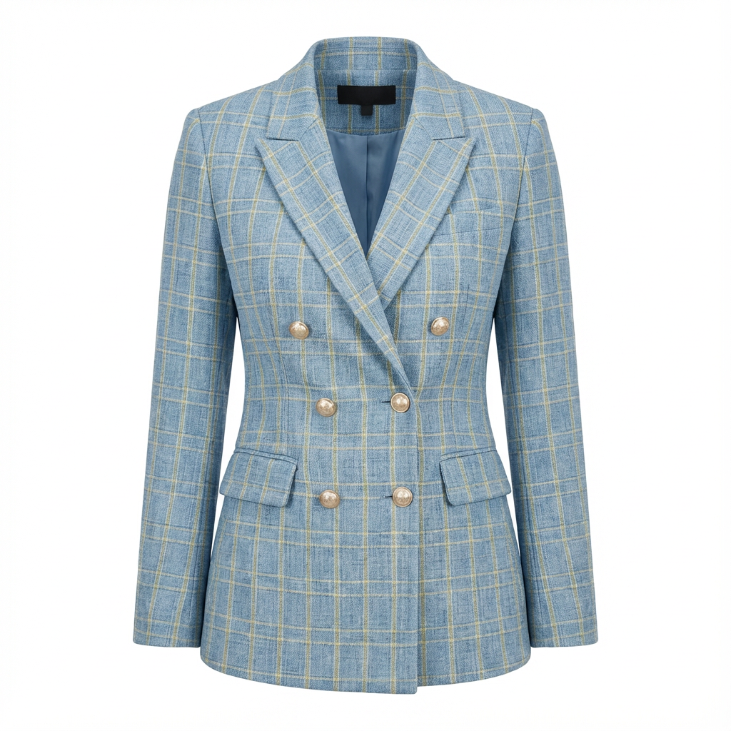 Doppelreihiger Tweed-Blazer für Damen | Perlmuttknöpfe | Strukturierter Slim Fit