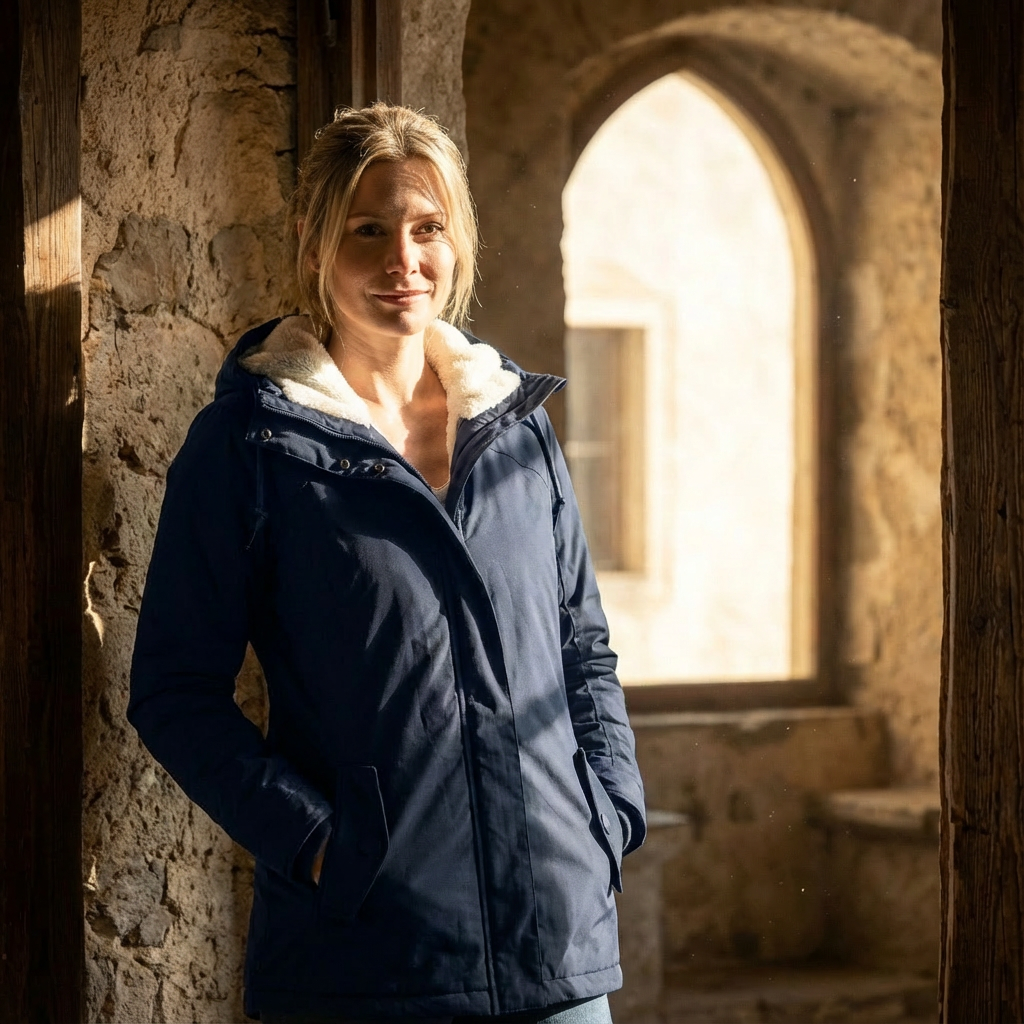 Gefütterte Damenjacke Mit Teddyfell & Kapuze – Winterjacke In Grau