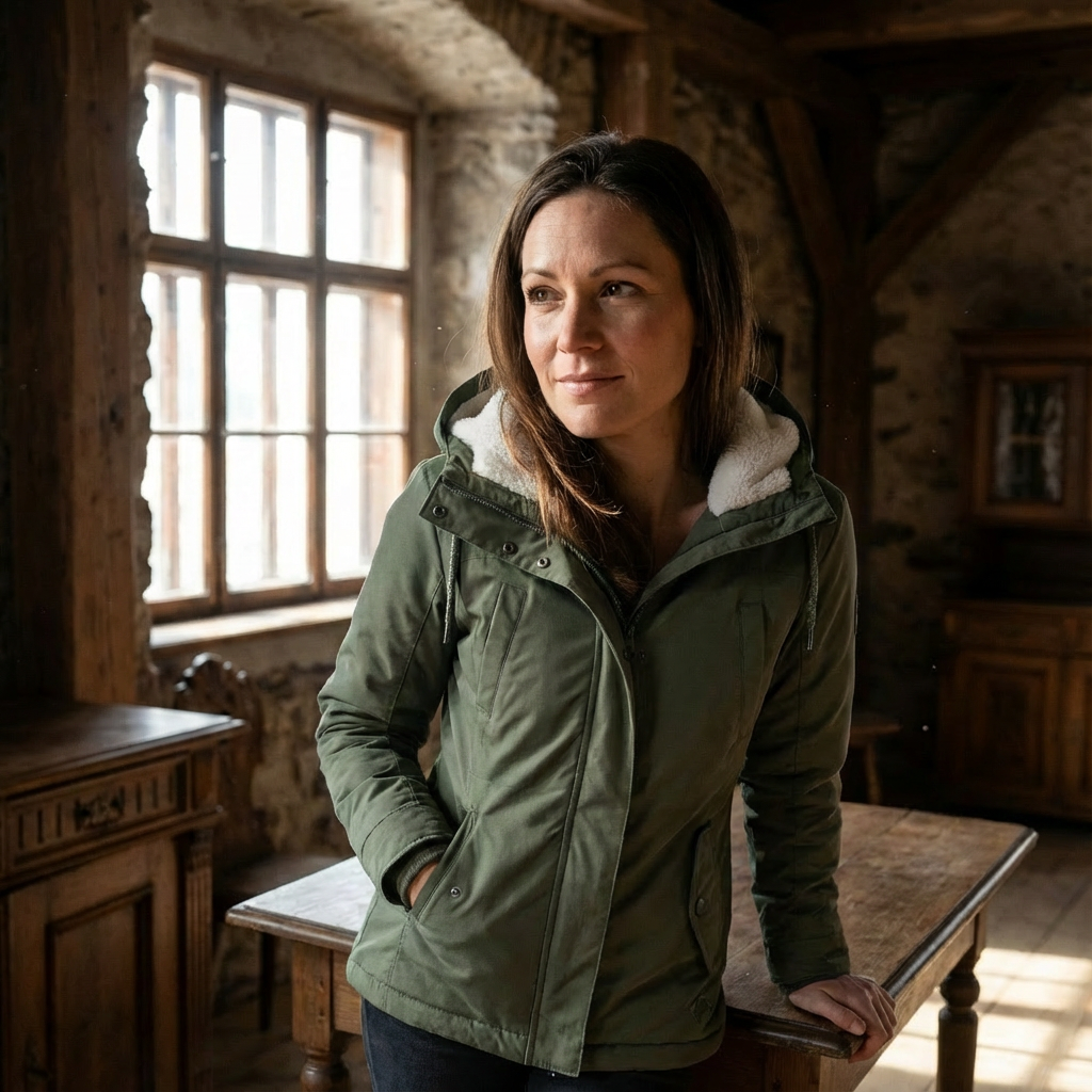 Gefütterte Damenjacke Mit Teddyfell & Kapuze – Winterjacke In Grau